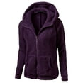thumbnail image 1 of Women's Raglan Sleeve Hooded Jacket, Short Plush Surface Zip Front Coat, Drop Shoulder Casual Outerwear, Soft Pile Fleece Pullover, Comfortable Loose Fit Top Dark Purple L, 1 of 2