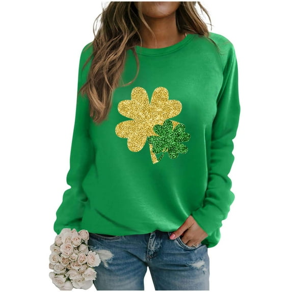Women’s Raglan Sleeve Pullover Irish Green Outfits 2026 Fashion Tops Casual Printed Sweatshirt Holiday Party Clothing Comfy Round Neck Shirts Classic Knit Top