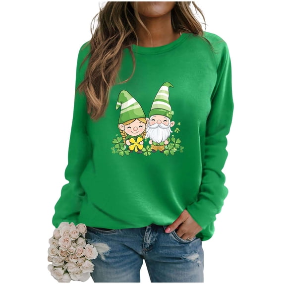 Women’s Raglan Sleeve Pullover Irish Green Outfits 2026 Fashion Tops Casual Printed Sweatshirt Holiday Party Clothing Comfy Round Neck Shirts Classic Knit Top