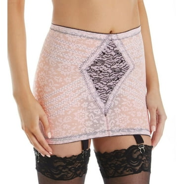 Women's Rago 1357 Lacette Extra Firm Shaping Girdle With Garters (Pink/Black M)
