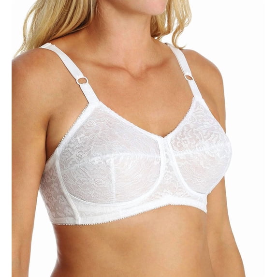 Women's Rago 2101 Lacette Satin and Lace Wireless Support Bra (White 38B)