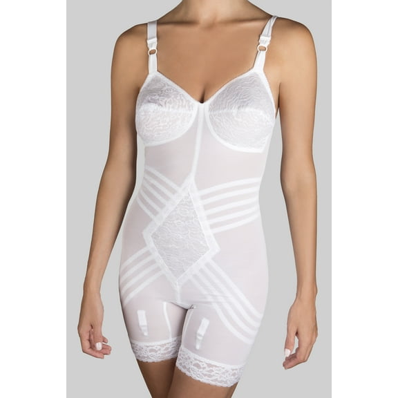 Women's Rago 9071 Shapette Long Leg Body Briefer with Contour Bands (Beige 34C)