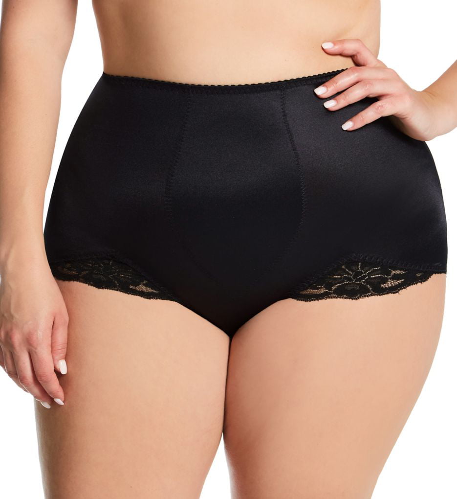 Women's Rago 919X Plus Light Shaping V Leg Brief Panty with Lace (Black 4X)