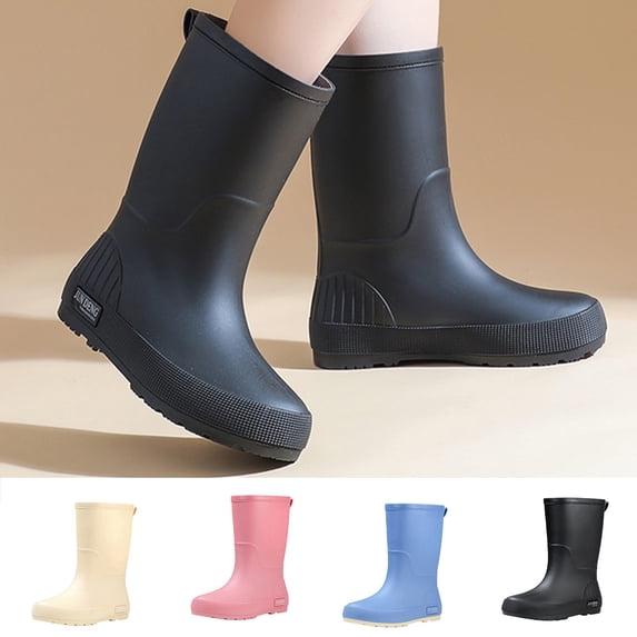 Women's Rain Boots PVC Rubber Boots Thick-soled Waterproof Garden Fishing Outdoor Work Boots Durable Slip Resistant Mid-Calf Boots
