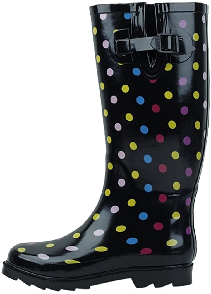Women's Rain Boots Rubber Waterpoof Mid Calf Colors Wellie Snow Wellington