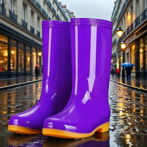 Women's Rain Boots Slip High Top Rubber Shoes TPR Material Lightweight Design Easy To Wear