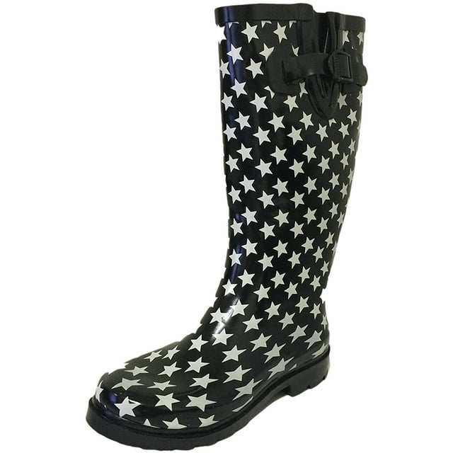 Women's Rain Boots Waterpoof Rubber Mid Calf Colors Wellie Snow Rainboot