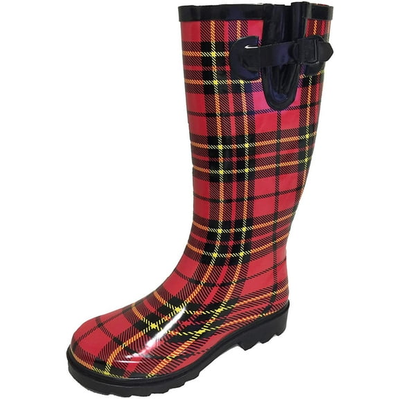 Women's Rain Boots Waterpoof Rubber Mid Calf Colors Wellie Snow Rainboot