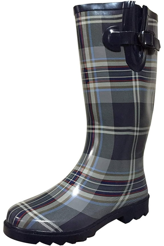 Women's Rain Boots Waterpoof Rubber Mid Calf Colors Wellie Snow Rainboot