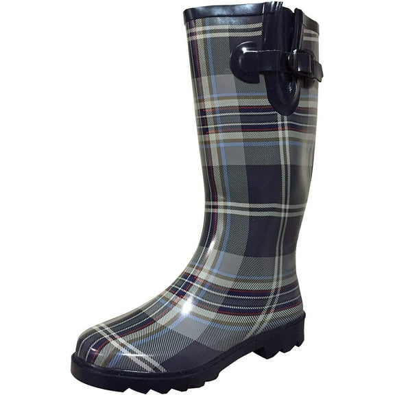 Women's Rain Boots Waterpoof Rubber Mid Calf Colors Wellie Snow Rainboot