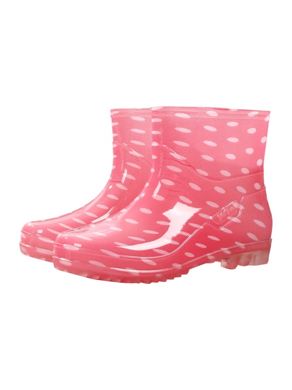 Women's Rain Boots Wide Calf Waterproof Mid Rubber Ankle Boots Slip On Lightweight Non-Slip Garden Shoes for Women Comfortable Short Rain Boots for Outdoor Walking Hiking,Pink 41(US-10.5)10.83"