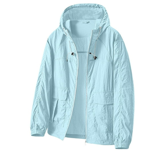 Women's Rain Jacket Clearance, Women's Breathable Waterproof Sunscreen Outdoor Jacket, Lightweight Rain Jacket Packable Rain Jacket Rain Jacket for Hiking Cycling Rain Jacket, Blue-XL