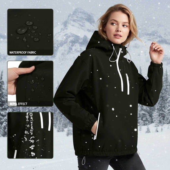 Women's Rain Jacket with Hood for Running Cycling Hiking Lined Waterproof Pullover Packable Raincoat Lightweight Rain Jacket Running Cycling Hiking Windbreaker Pullover Jackets