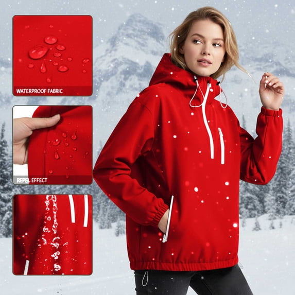 Women's Rain Jacket with Hood for Running Cycling Hiking Lined Waterproof Pullover Packable Raincoat Lightweight Rain Jacket Running Cycling Hiking Windbreaker Pullover Jackets