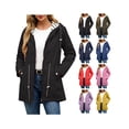 thumbnail image 1 of Women's Rain Jacket Lightweight Hooded Raincoat Waterproof Windbreaker Plus Size Trench Coats Travel Camping Outdoor Clothing, 1 of 10