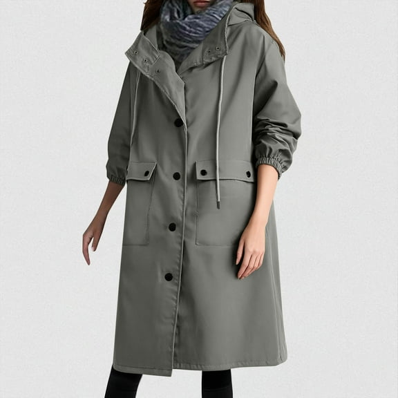 Women's Rain Jacket Plus Size Waterproof Oversized Raincoat for Women Hooded Overcoat with Pockets Outdoor Hiking Travel Windbreaker