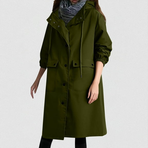 Women's Rain Jacket Plus Size Waterproof Oversized Raincoat for Women Hooded Overcoat with Pockets Outdoor Hiking Travel Windbreaker