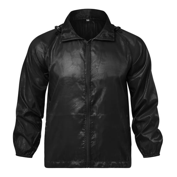 Women's Rain Jacket Waterproof Casual Lightweight Windbreaker with Hood for Outdoorer, Black, S