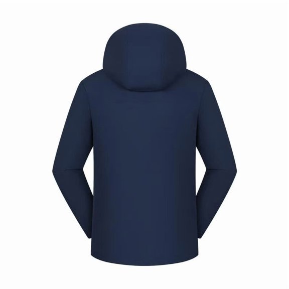 Women's Rain Jacket Waterproof Hooded Hiking Coat Long Sleeve Full Zip Lightweight Color Block Windbreaker Outerwear (2XL, Navy)
