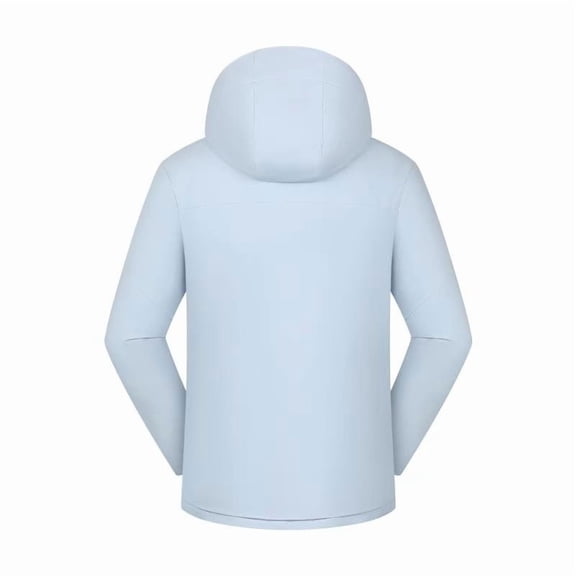 Women's Rain Jacket Waterproof Hooded Hiking Coat Long Sleeve Full Zip Lightweight Color Block Windbreaker Outerwear (4XL, Light Blue)
