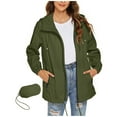 thumbnail image 1 of Women's Rain Jacket Waterproof Lightweight Packable Hooded Raincoat for Golf Hiking Travel Windbreaker with Pockets Army Green M, 1 of 7
