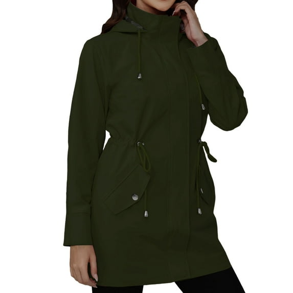 Women's Rain Jacket, Yigetop A Hooded Slimming and Casual Jacket for Ladies Waterproof Jackets for Women Green XL