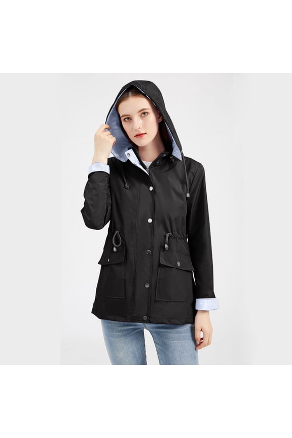 Women's Rain With Removable Hood Outdoor Walking Hiking Coat Jacket Womens Hooded Rain Coat Women S Rain Jacket Rainy River Jacket Raincoats plus Size Womens Rain Coats for Women plus Size plus Size