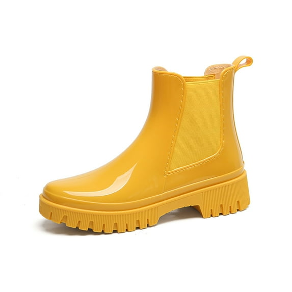 Women's Rain Shoes - Fashionable Low Top Solid Color Rain Boots for Women Thick and Non- Design for Rainy Seasons