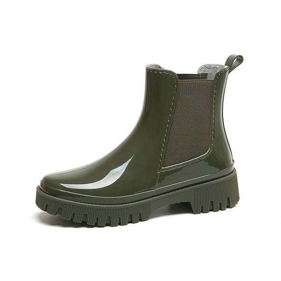 Women's Rain Shoes - Fashionable Low Top Solid Color Rain Boots for Women Thick and Non- Design for Rainy Seasons
