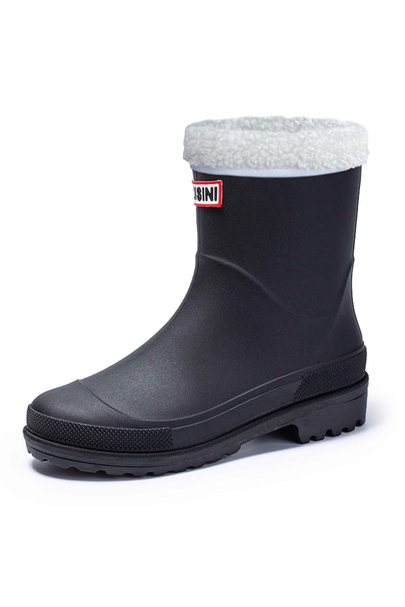 Women's Rain Shoes Winter Lined Rain Boots With Reinforced Edging And Soles Mid Calf Rubber Boots For Daily Use