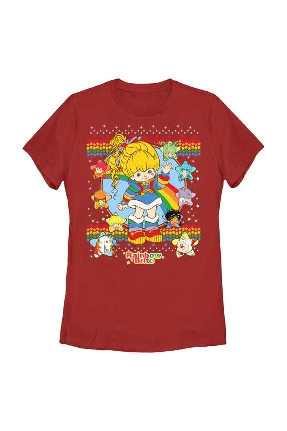 Women's Rainbow Brite Ugly Sweater Characters Graphic T-Shirt