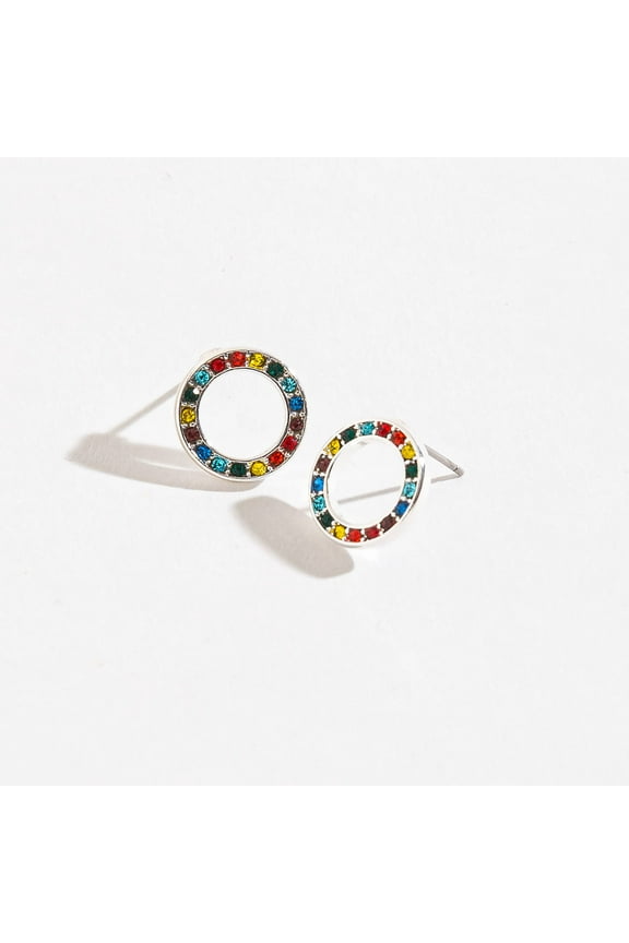 Women's Rainbow Rhinestone Circle Earsense Earrings by Howard's