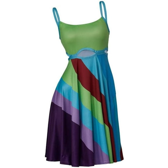 Women's Rainbow Sexy Mini Print Bodycon Multicolor Cut-Out Dress