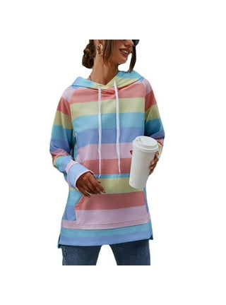 Rainbow striped hoodie deals