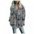 thumbnail image 1 of Women's Rainbow Tie Dye Overcoat Fuzzy Fleece Cardigan Trench Jackets Wool Faux Fur Teddy Bear Parka Coat Outwear, 1 of 5