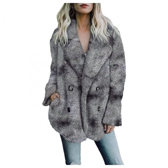 Women's Rainbow Tie Dye Overcoat Fuzzy Fleece Cardigan Trench Jackets Wool Faux Fur Teddy Bear Parka Coat Outwear