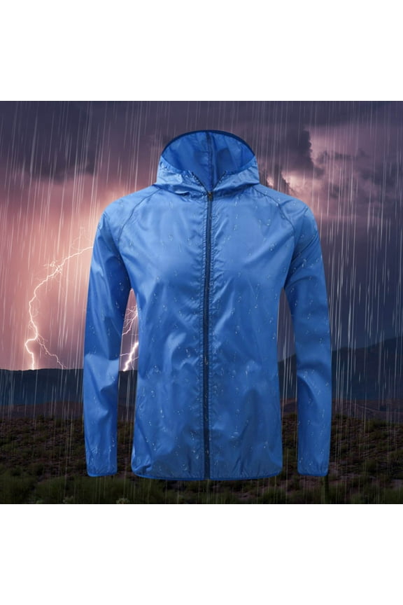 Women's Raincoat Jacket | Breathable Lightweight Water-Resistant Maxi Coat With Foldable Hood | Elastic Drawstring Hem | Long Sleeve | Outdoor Activewear | Polyester | Pull-On Closure