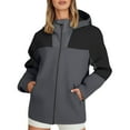 thumbnail image 1 of Women's Raincoats Lightweight Waterproof Windproof Windbreaker Rain Color Block Packable Outdoor Cargo Jackets Hooded with Pockets (Dark Gray,S), 1 of 5