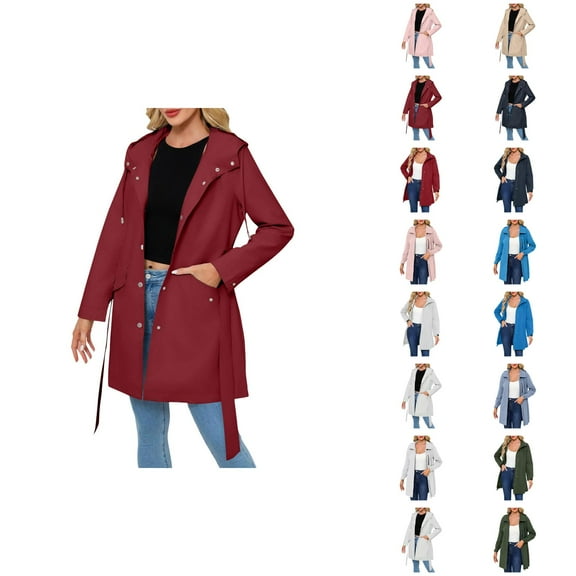 Women's Raincoats Long Sleeve Zipper Loose Hooded Rain Coat with Pockets Windproof Waterproof Rain Jacket Women
