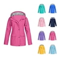 thumbnail image 1 of Women's Raincoats Outdoor Windproof Windbreaker Long Sleeve Zip Up Hooded Rain Coat with Pockets Rain Jacket Women, 1 of 6