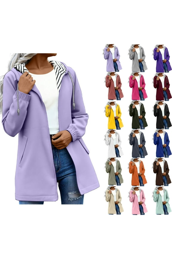 Women's Raincoats Women Solid Rain Jacket Outdoor Plus Size Hooded Raincoat Windproof Pink 5XL Fall