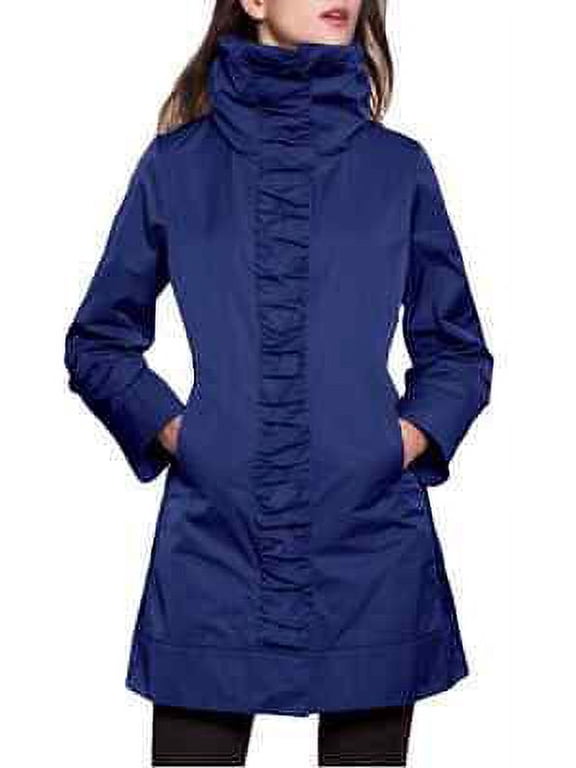 Women's Rainforest Ruched Front Hidden Hood Travel Rain Jacket