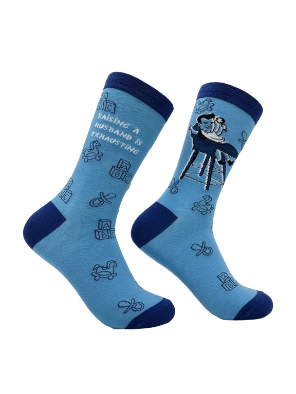 Women's Raising A Husband Is Exhausting Funny Sarcastic Marriage Novelty Footwear