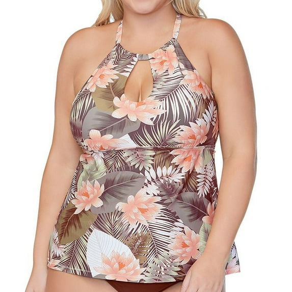 Women's Raisins Curve E840325 Plus Size Laguna Rosalie Tankini Swim Top (Sagebrush 20W)
