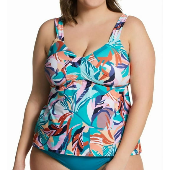 Women's Raisins Curve J840613 Plus Size Korakia Rimini Tankini Swim Top (Azul 18W)