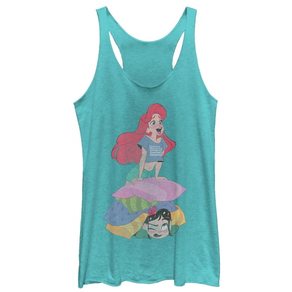 Women's Ralph Breaks the Internet Ariel Pillow  Racerback Tank Top Tahiti Blue Medium