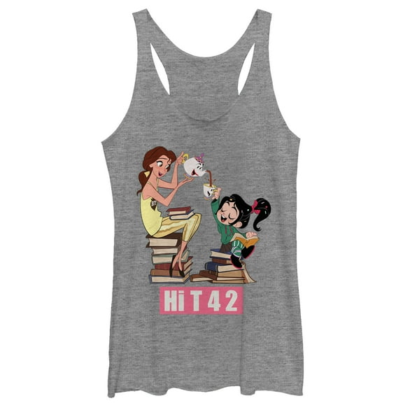 Women's Ralph Breaks the Internet Belle Tea Party  Racerback Tank Top Gray Heather X Large