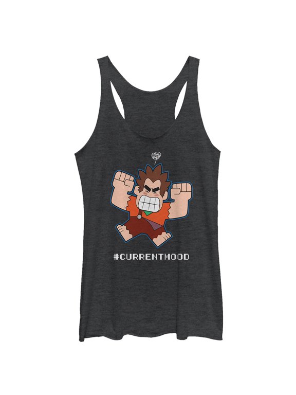 Women's Ralph Breaks the Internet Current Mood Racerback Tank Top Black Heather Large