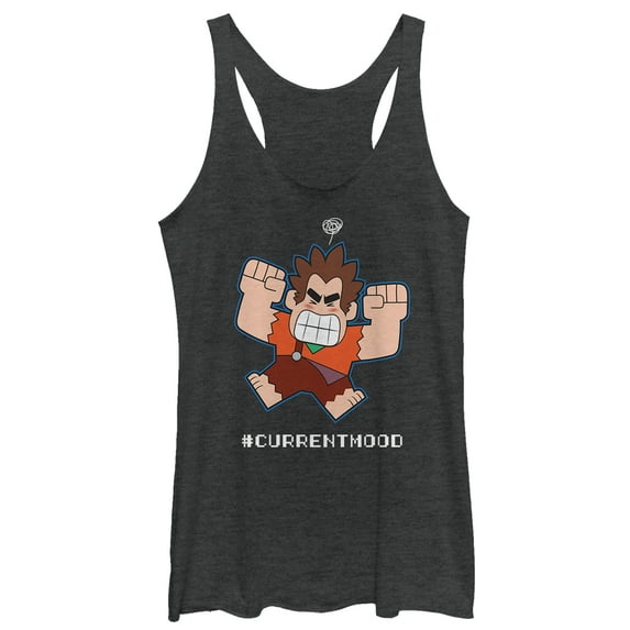 Women's Ralph Breaks the Internet Current Mood Racerback Tank Top Black Heather X Small