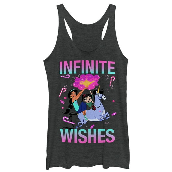 Women's Ralph Breaks the Internet Jasmine Infinite Wishes  Racerback Tank Top Black Heather X Large